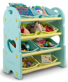 Home Canvas Children Deluxe Multi-Bin Toy Organizer with Storage Bins - Blue