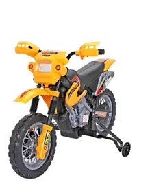 Babyhug Battery Operated Ride On Dirt Bike with Side Trainer Wheels - Yellow