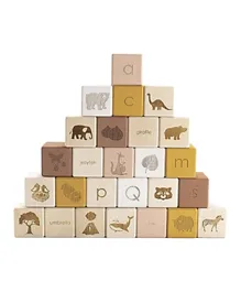 SABO Concept Wooden English Alphabet Blocks Set Mustard - 26 Pieces