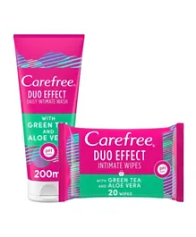 Carefree Daily Intimate Wash Duo Effect & Daily Intimate Wipes - Pack of 21