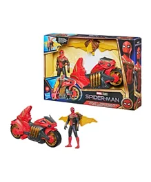 Marvel Spider-Man Jet Web Cycle Vehicle and Action Figure Toy With Wings, Spider-Man Movie-Inspired