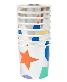 Meri Meri Silver Geometric Tumbler Cup  Pack of 8 - 266 ml