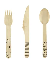 PartyDeco Black Wooden Cutlery