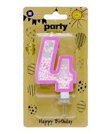 Italo Foam Balls Filled Birthday Candle Pink - Number 4