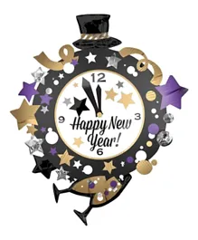 Party Centre Happy New Year Clock SuperShape Foil Balloon
