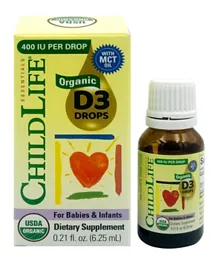 Childlife Essentials Organic Vitamin D3 Liquid Drops with MCT Oil Drops Natural Berry Flavour - 6.25mL