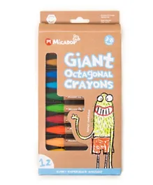 Micador Giant Crayons Octagonal Shaped Pack of 12 - Multi Color