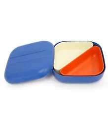 Ekobo Go Square Bento Lunch Box - Royal Blue + White & Persimmon Compartments