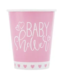 Unique Pink Hearts Cups - Pack of 8