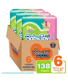 BabyJoy Compressed Diamond Pad Diapers Pack of 3 Junior XXL Size 6 - 138 Pieces