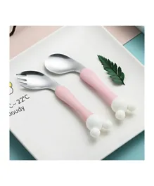 Highland Baby Spoon and Fork with Case - Pink