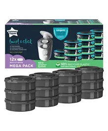 Tommee Tippee Twist and Click Advanced Nappy Bin Refill Cassettes - Pack of 12