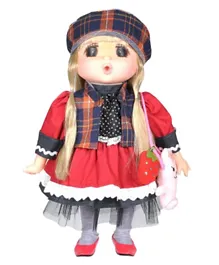 Lotus Gege Soft Bodied Akiba Brunette Girl Doll Red - 38 cm