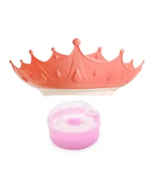 Star Babies Adjustable Crown Shower Cap with Powder Puff, Comfort Fit for Kids 3M+, Pink, Pack of 2