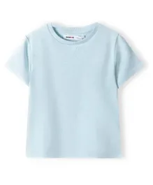 Minoti Cotton Embroidered Crew Neck T-Shirt - Light Blue