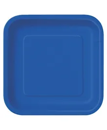 Unique Royal Blue Square Plate Pack of 14 - 7 Inches