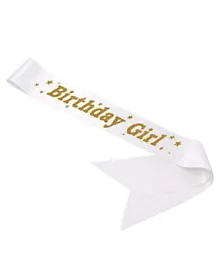 Highland Birthday Girl Sash for Girls Birthday Decoration - White and Gold