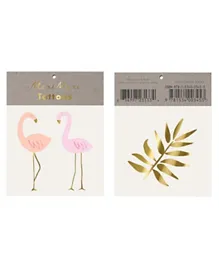 Meri Meri Flamingo Temporary Tattoos Pack of 2 - Pink and Gold