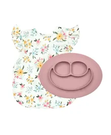 ezpz Mini Mat Blush + BapronBaby  Pastel Floral Flutter Bundle