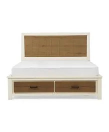 PAN Home Oakdale King Size Bed With 2 Drawers Solid Oak - Natural And Gray