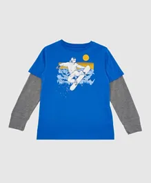 The Children's Place Skiing Graphic T-Shirt - Blue & Grey