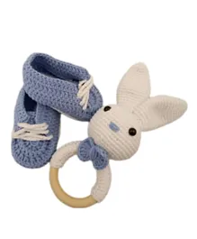 Pikkaboo Heavenly Hugs Handmade Crochet Teether & Booties - Mr. Rabbit