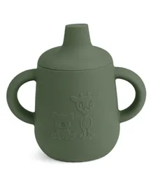 Nuuroo Aiko Silicone Sippy Cup with Handles, Dusty Green, Food-Safe, Microwave/Dishwasher Safe, 140mL, for 6+ Months