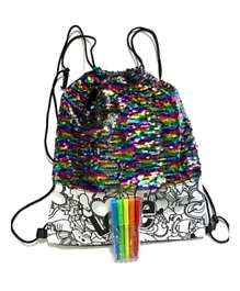 Tiptop Color Your Own Drawstring Sequin Bag - Multicolour