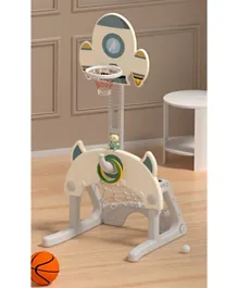 Mini Rocket 5-in-1 Basketball Stand | Multisport Playset for Kids 3+ Years | 41x48x105cm Indoor & Outdoor Fun