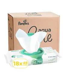 Pampers Aqua Pure Wipes 1 Pack contains (48 x 18 Total 864)