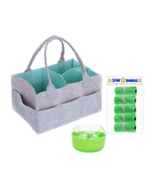 Star Babies Combo Grey Caddy Diaper Organizer + Scented Bags + Powder Puff