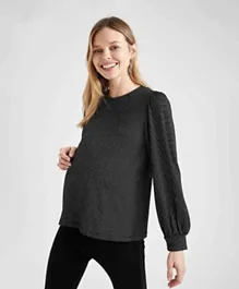 DeFacto Woman Knitted Long Sleeve Top - Anthracite