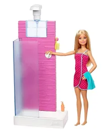 Barbie Doll & Shower Playset- Multicolor