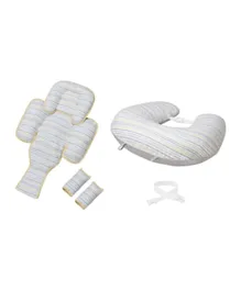 Clevamama ClevaCushion Nursing Pillow And Baby Nest - Grey/Yellow Stripes
