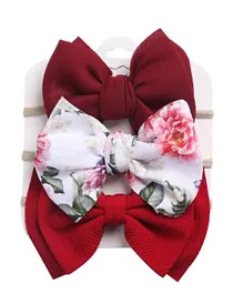 The Girl Cap Bow Headbands Pack of 3 - Maroon