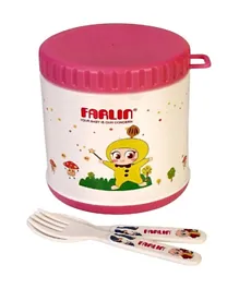 Farlin Warmer Can With Spoon & Fork Pink - 300 ml