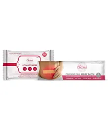 SIRONA Herbal Period Pain Relief Patches For Period Pain + Natural Intimate Wipes - 15 Pieces