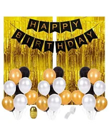 Party Propz Golden Birthday Decoration Combo - Pack of 35