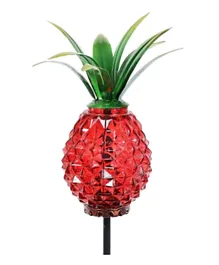 Exhart Solar Metal & Glass Pineapple Garden Stakes - Red