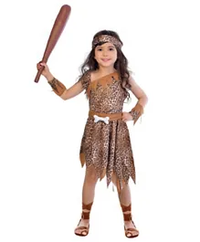 Party Centre Child Cave Girl Costume - Brown