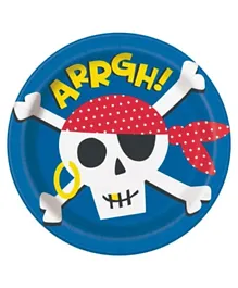 Unique Ahoy Matey Pirate Plate Pack of 8 Blue - 9 Inches