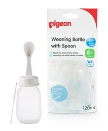 Pigeon Weaning Bottle with Spoon  White - 120ml