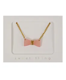 Meri Meri Glitter Bow Necklace - Pink