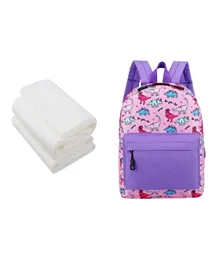 Star Babies School Bag Print With Disposable Towel 3 Pieces Lavender - 10 Inches