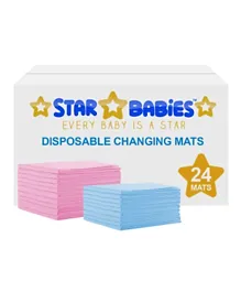Star Babies Disposable Changing Mat Pack of 24 - Lavender/Yellow