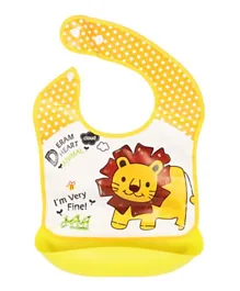 Little Angel Lion Printed Baby Silicon Bib - Yellow