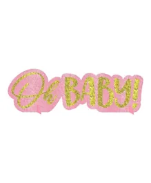 Party Centre Oh Baby Girl Glitter Centrepiece - Pink and Golden