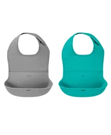 Oxo Tot Roll Up Eu Grade Bib Pack Of 2 - Gray And Teal