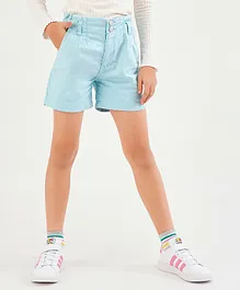Minoti Basic Paperbag Waist Twill Shorts - Blue