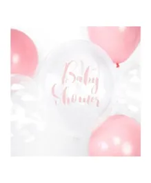 PartyDeco Pink Baby Shower Crystal Clear Balloons - Pack of 6